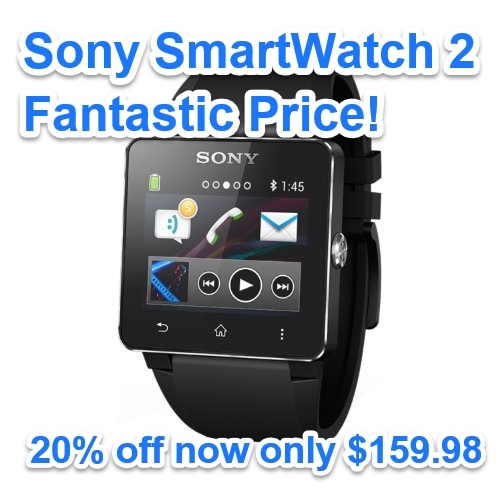 Fantastic price on the Sony SmartWatch 2 only $159.98!